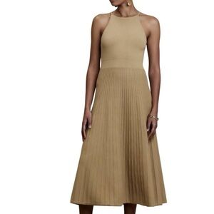 NWT Banana Republic | Ribbed Knit Midi Dress | Halter Neck | Tan, Neutral